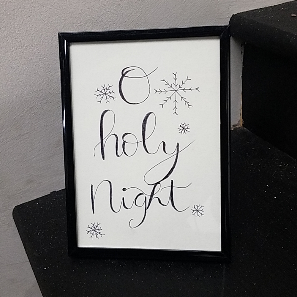 5x7 Hand Lettered Oh Holy Night Art